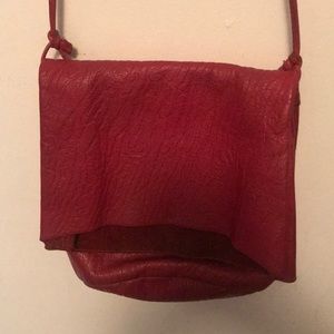 Sexy red leather vintage crossbody